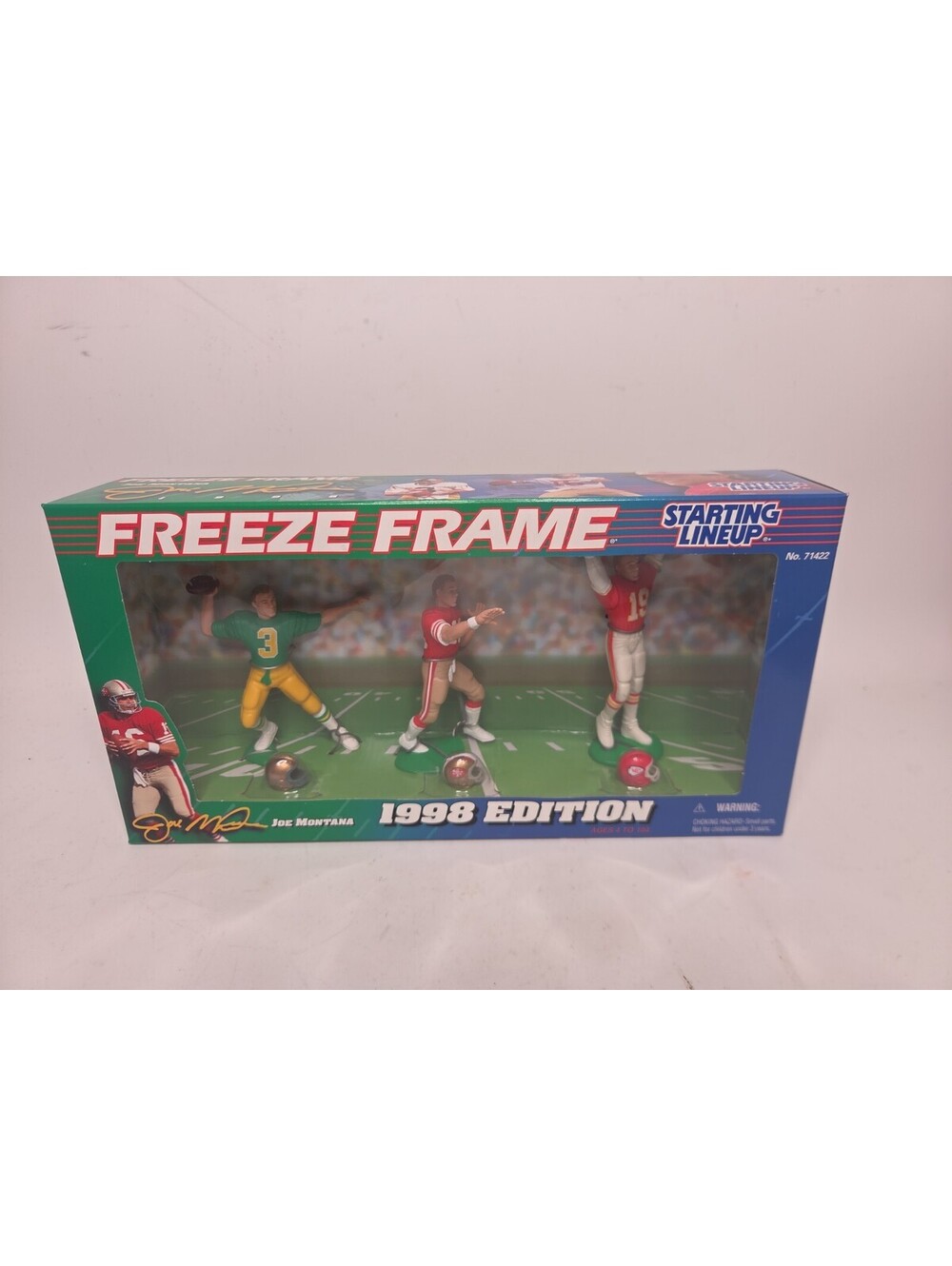 Starting Lineup NFL FREEZE FRAME Joe Montana 1998 Edition (3 Team Box Set) (NEW)